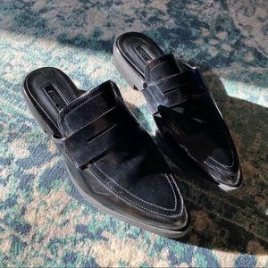 Black slip on loafers